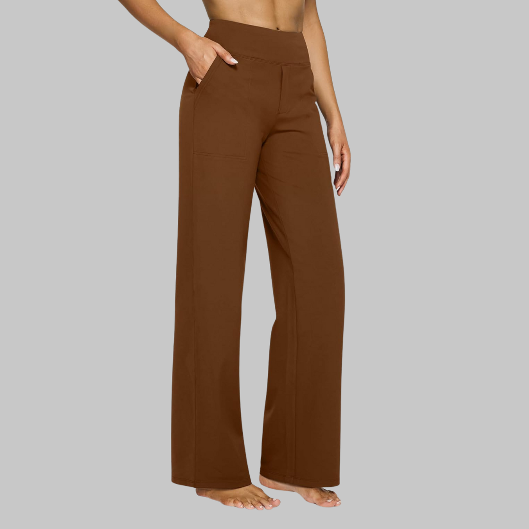High-waisted wide-leg yoga pants in brown