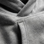 Grey oversized hoodie sleeve cuff seam and pocket opening detail