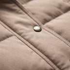 Quilted women’s jacket cuff with round snap closure and stitched trim