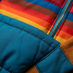 Light blue quilted jacket fabric with stitched seams and zipper edge