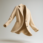 Ivory wool blazer with patch pocket and notched lapels, two-button front
