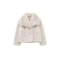 Faux fur jacket in white with wide lapels and button front