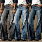 Retro wide-leg jeans collage, light blue and light gray washed denim