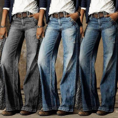Retro wide-leg jeans collage, light blue and light gray washed denim