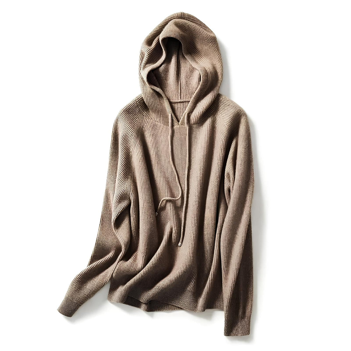 Women’s taupe pullover hoodie with drawstring hood and kangaroo pocket