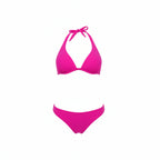 Electric pink women's scoop front bikini bottom with side ties