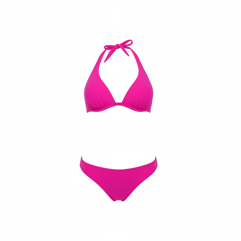 Electric pink women's scoop front bikini bottom with side ties