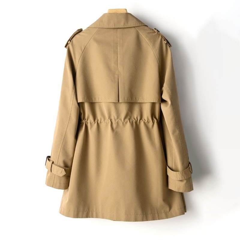 Hazelnut brown vintage trench coat back view with shoulder straps