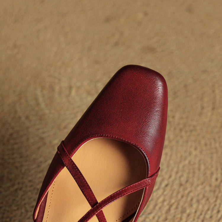 Red leather pointed-toe sandal with slingback strap and cross-strap upper