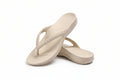 Camel thong flip flops with textured footbed and braided strap detail