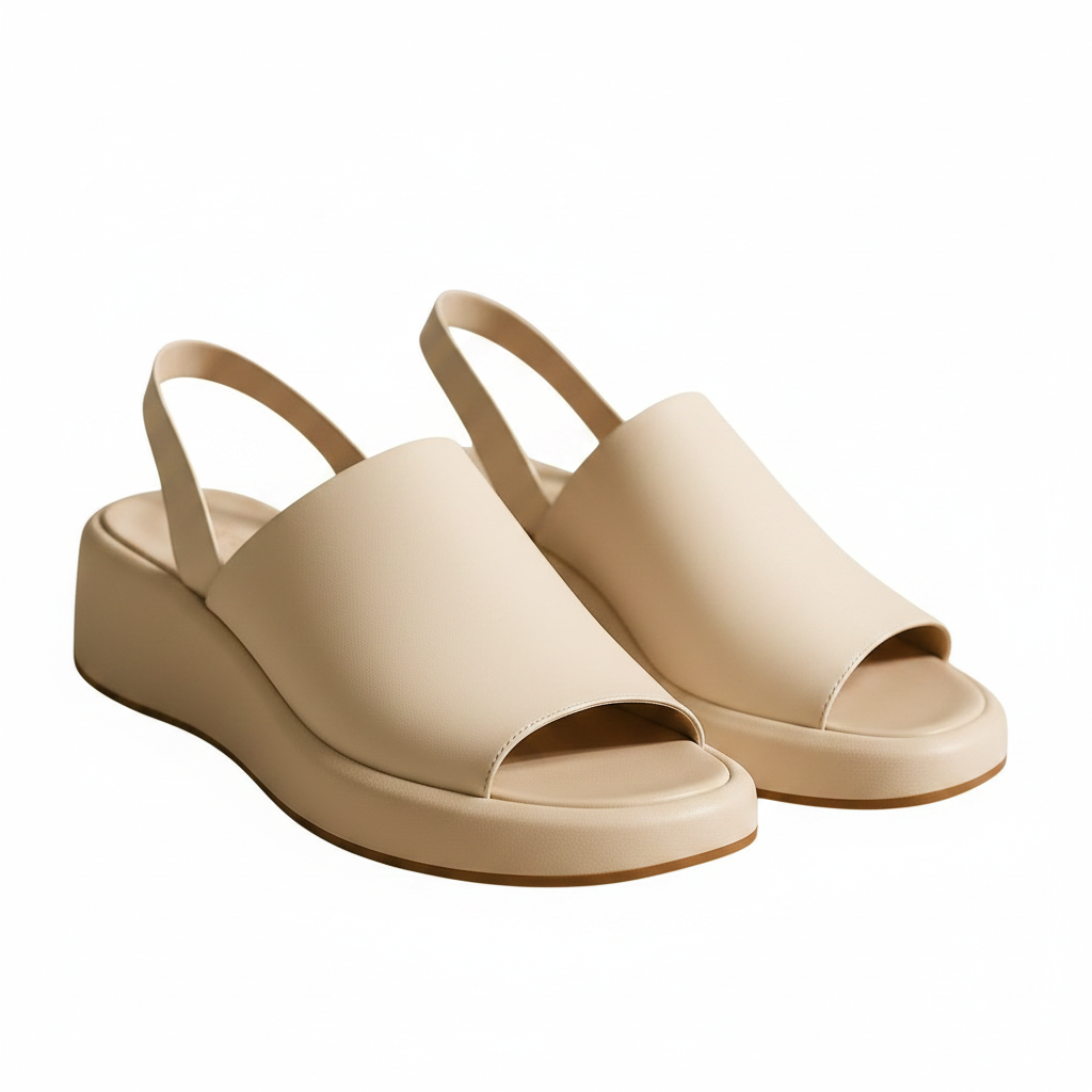 Women’s minimalist comfort sandals in white, open toe, cushioned platform sole