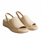 Women’s minimalist comfort sandals in white, open toe, cushioned platform sole