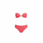 Women's mid-rise bikini bottom in bright pink, smooth swim bottom with clean seams