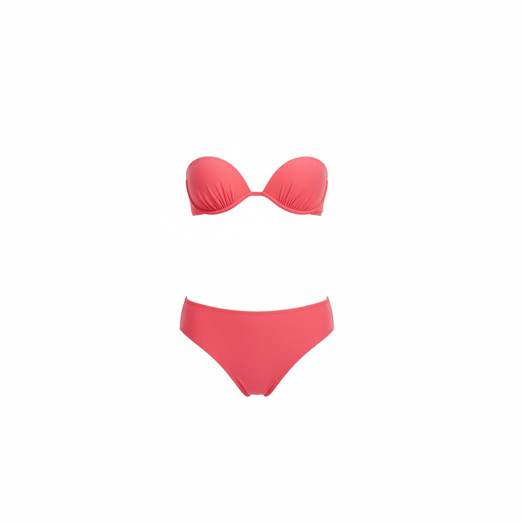 Women's mid-rise bikini bottom in bright pink, smooth swim bottom with clean seams