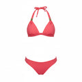 Women's halter push-up bikini top, bright pink triangle cups with halter straps