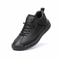 Lightweight walking sneakers in black, lace-up high top with textured sole