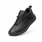 Lightweight walking sneakers in black, lace-up high top with textured sole