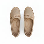 Women’s lightweight comfort loafers, beige perforated slip-on with comfort insole