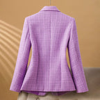 Vami Olivia boucle tweed blazer in lavender purple, back view