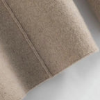 Heathers beige knit lounge pants hem and side seam detail.