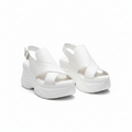 Valencia orthopedic chunky-sole sandals, white crisscross straps and open toe