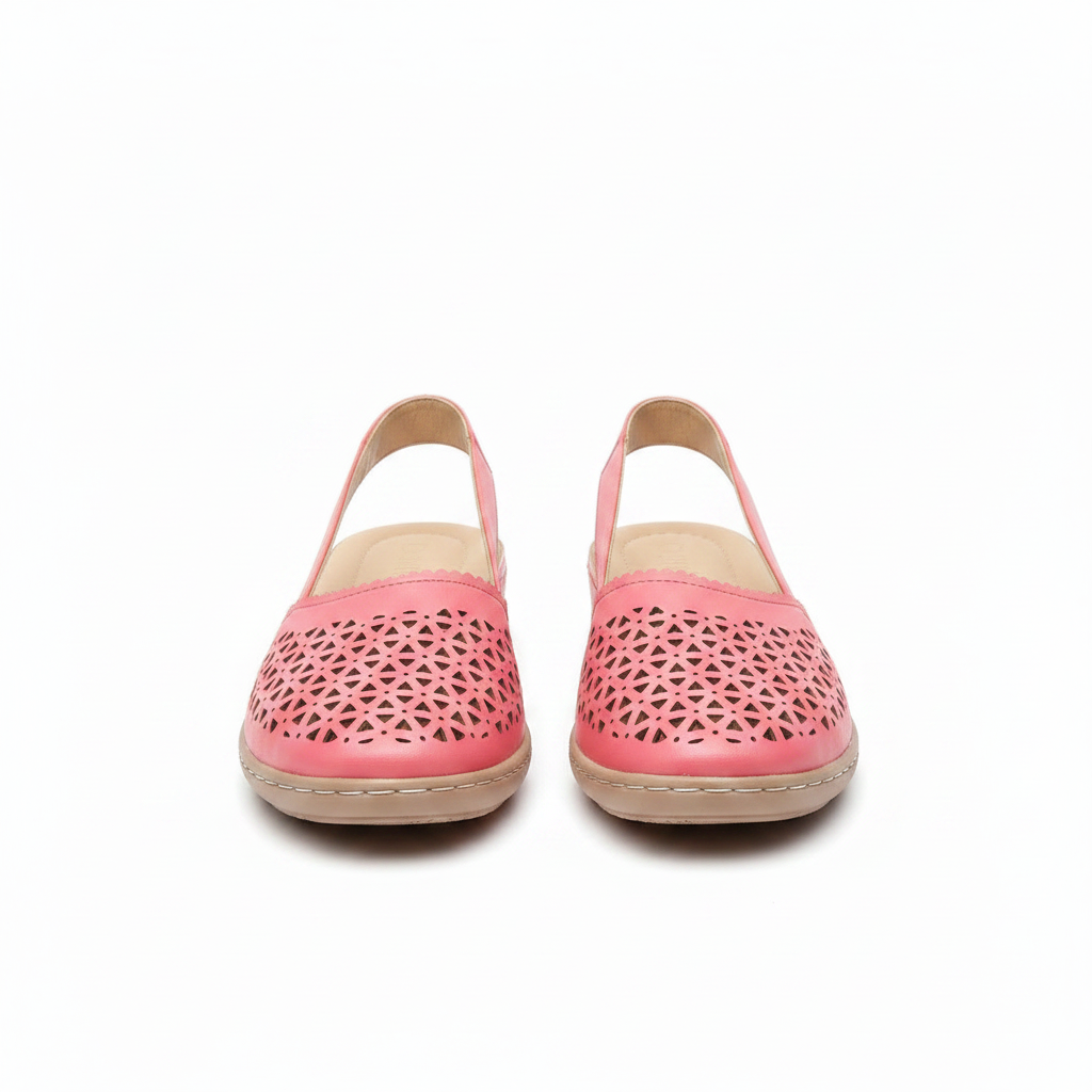 Women’s comfort walking shoes in pink with perforated slip-on upper