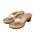 Women’s gold cushioned platform slide sandals with cross strap and block heel