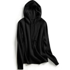 Women’s black pullover hoodie with drawstring hood, front kangaroo pocket